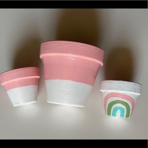 💯3 adorable hand painted plant pots!